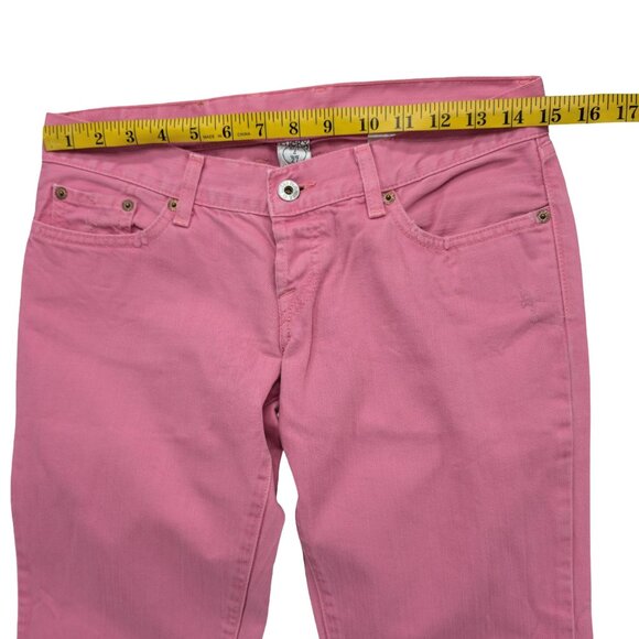 Lucky Brand Lil Maggie Flare Jeans Womens Pink Cotton Button Fly Low Rise Size 4 - Picture 7 of 11